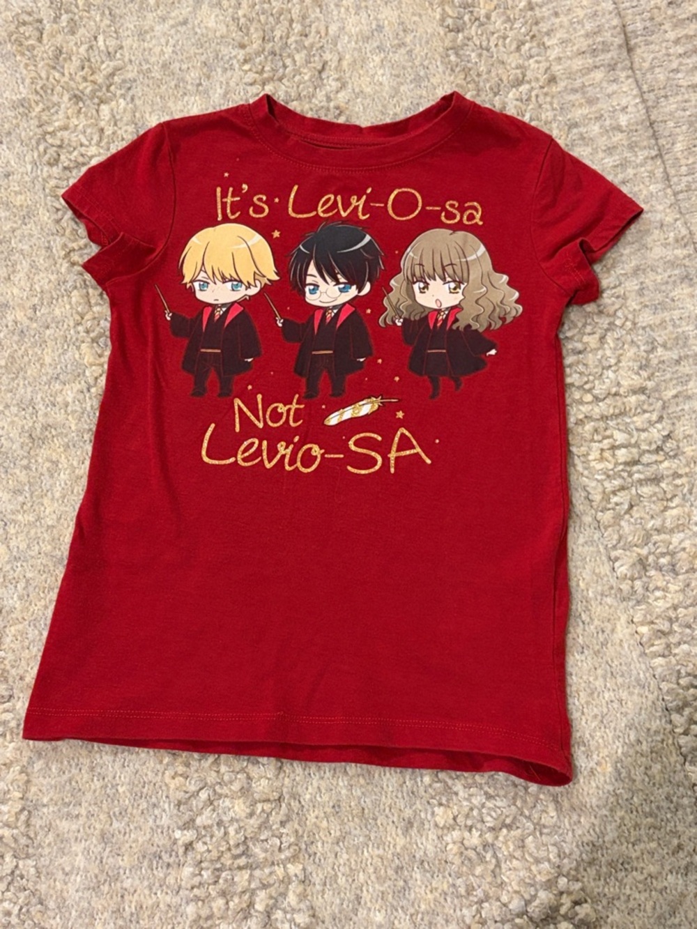 Harry Potter Hogwarts Chibi Levi-O-sa Graphic Tee Girls Size M (7/8)